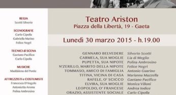 Gaeta, arriva “Gennaro Belvedere, testimone cieco” del Nuovo Teatro Ponzese