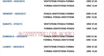Formia-Ponza-Ventotene: ecco i nuovi orari temporanei
