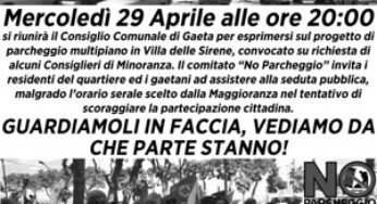 Il Comitato “No Parcheggio” Invita i cittadini al Consiglio del 29 e fa appello alla Maggioranza.