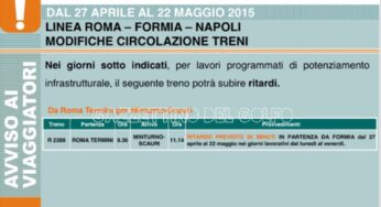 Potenziamento della tratta Roma-Formia-Napoli: ecco i possibili disagi