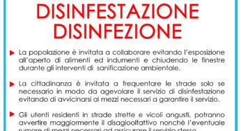 #Formia, lunedì notte parte l’intervento di disinfestazione e disinfezione del territorio comunale