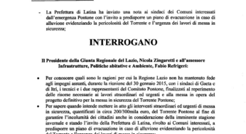 #Gaeta, Torrente Pontone: richiesto il question time dai Consiglieri Regionali Forte e Simeone