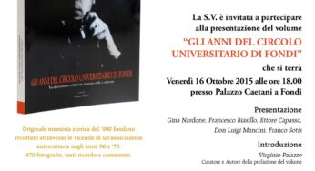 Libro “Gli anni del Circolo Universitario di #Fondi”, venerdì 16 la presentazione