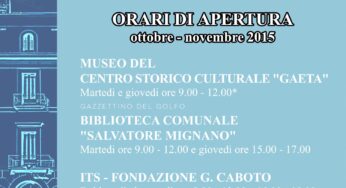 #Gaeta, Palazzo della Cultura: ecco gli orari di apertura