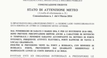 #Meteo, allerta dal pomeriggio di domani e per le successive 12 ore