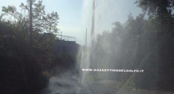 Gaeta: salta una condotta idrica in Via del Colle e genera geyser alto oltre 2 metri