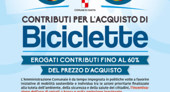 Mobilità sostenibile a Gaeta: nuovi contributi ai giovani per l’acquisto di biciclette