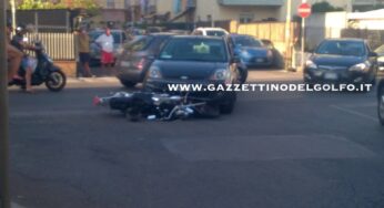Gaeta: Scontro tra auto e moto in via Garibaldi. Ferito centauro
