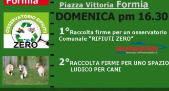 In piazza con ‘Formia 5 Stelle’ per l’Osservatorio Rifiuti Zero e le aree attrezzate per i cani