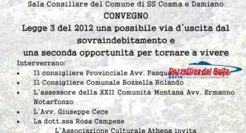 A Santi Cosma e Damiano in convegno “Legge 3 del 2012 una possibile via d’uscita dal sovra indebitamento e una seconda opportunità per tornare a vivere”