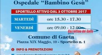 Gaeta, Centro Consulenza Pediatrica Bambino Gesù: Attivo l’Infopoint