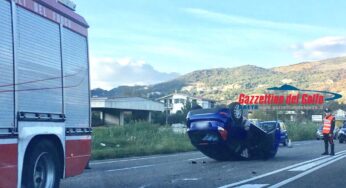 Auto si ribalta sulla Formia-Cassino. Traffico in tilt