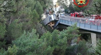 Sperlonga, paura all’alba: Tir esce fuori strada e si ribalta [#FOTO-#VIDEO]