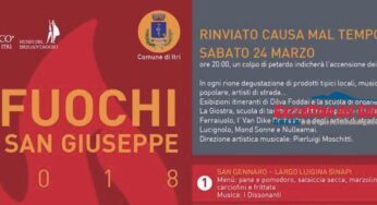 Itri: posticipati a sabato 24 marzo i “Fuochi di San Giuseppe”