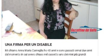 Una firma per un disabile, la storia della gaetana Anna Maria