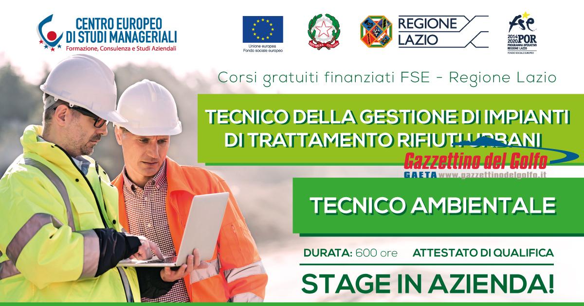 Corsi gratuiti Regione Lazio Tecnico ambientale e Gestione dei Rifiuti