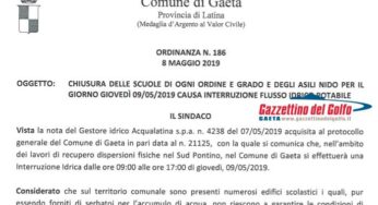 Gaeta, domani alcune scuole chiuse causa interruzione idrica