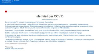 Coronavirus, online il bando per formare una taskforce di 500 infermieri