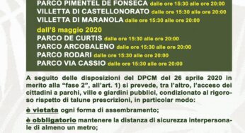 Formia, da domani riaprono parchi e ville