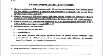 Coronavirus, ecco la nuova autocertificazione per uscire durante il coprifuoco
