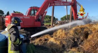 Fiamme in un fienile di un’azienda agricola