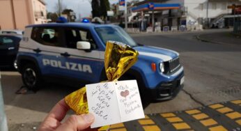 Ferma volante in servizio e consegna dono di Natale