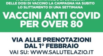 Coronavirus, slitta la campagna vaccini per gli over 80 del Lazio