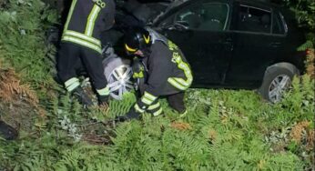Castelforte, auto fuori strada in via delle Terme