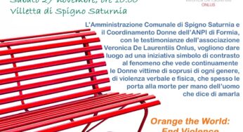 Spigno Saturnia, panchine rosse contro il femminicidio