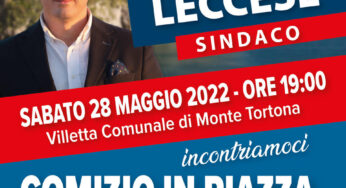 “Incontriamoci in piazza”, partono da Monte Tortona i comizi di Cristian Leccese