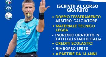 Aperte le iscrizioni per il nuovo corso gratuito per arbitri di calcio