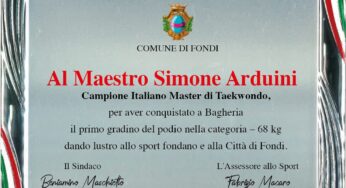 Taekwondo, premiato il campione italiano Simone Arduini