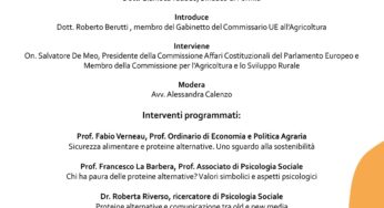 “Sicurezza alimentare e sviluppo sostenibile: rischi ed opportunità delle proteine alternative”, l’evento a Formia