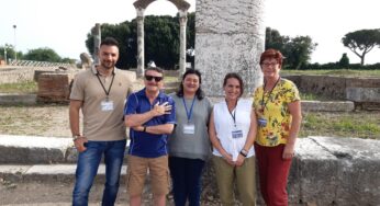 L’attore Giacomo Poretti in visita all’area archeologica di Minturno