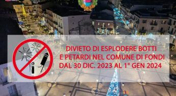 Divieto di esplosione botti e petardi: firmata l’ordinanza