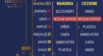Formia, cambia la raccolta differenziata durante le feste
