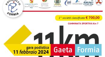 Gara podistica “Gaeta-Formia”: domenica 11 febbraio la 17^ edizione