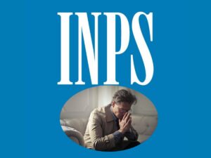 logo inps e foto uomo triste