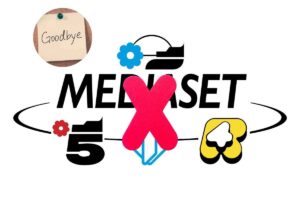 logo mediaset più una x rossa e nel cerchietto goodbye
