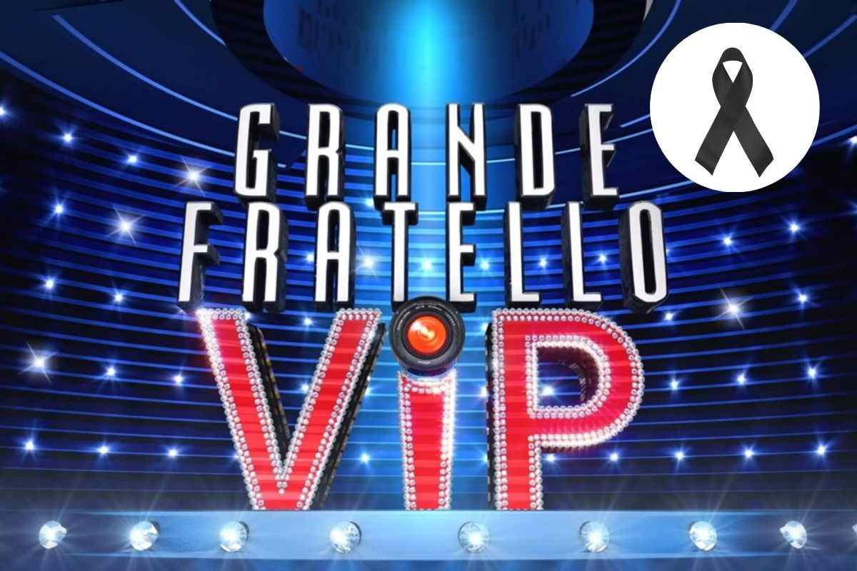 logo gf vip e lutto in un tondino