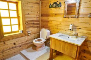 gabinetto in bagno di legno